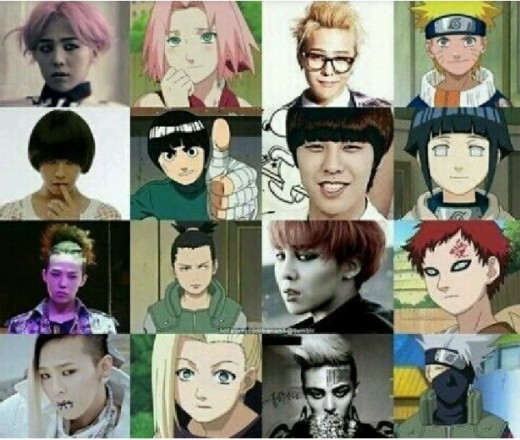 ทรงผมของ G-Dragon เปรียบเทียบกับตัวละครในการ์ตูน "นารูโตะ"